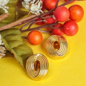 Signed Vintage Givenchy Gold Tone Oval Clip-On